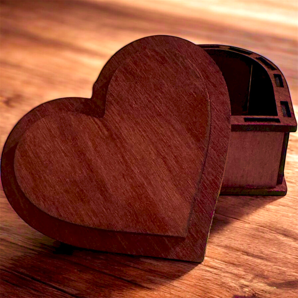 Handcrafted, laser-cut heart-shaped trinket or jewelry box